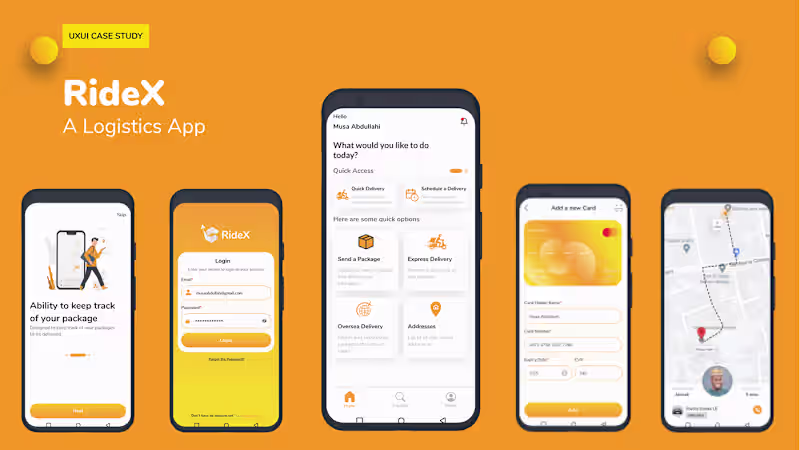 Cover image for Case Study on Logistic Company Mobile App (RideX) on Behance