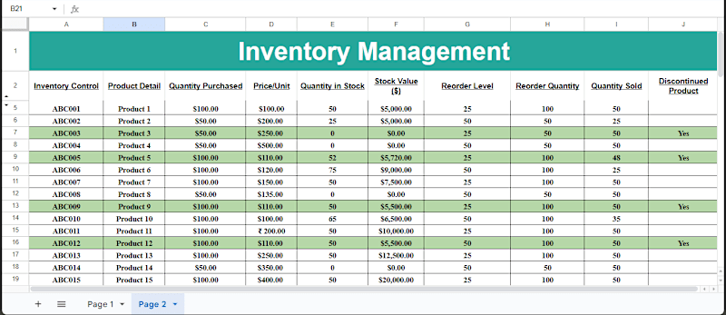 Cover image for Google Worksheet: Inventory Management