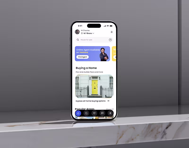 Cover image for Venture | Real Estate App UX/UI Case Study :: Behance