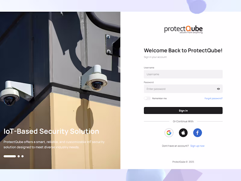 Cover image for ProtectQube IoT Security Platform Login Screen Design
