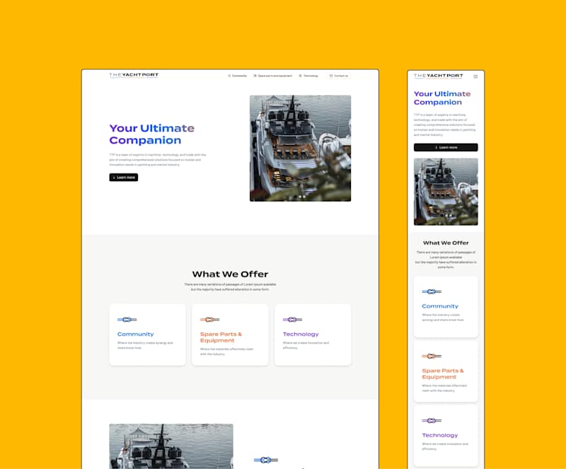 Cover image for The Yacht Port: Classy landing page