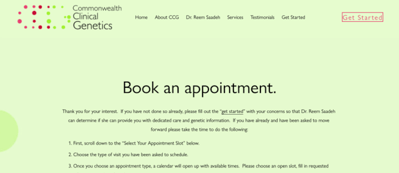 Cover image for A Booking System Completed for a Clinical Genetics Company