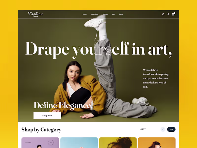 Cover image for clothing Fashion e-commerce website landing page, to take th...