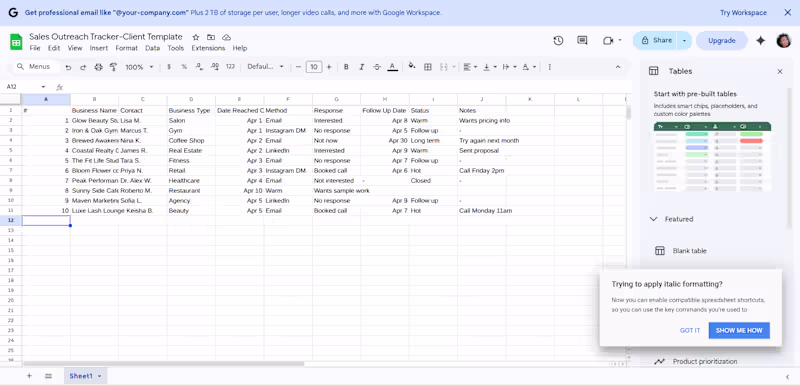Cover image for Sales outreach tracker managing 10