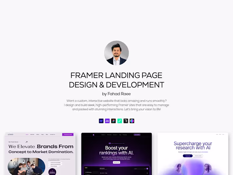 Cover image for Framer • Landing Page Design & Development