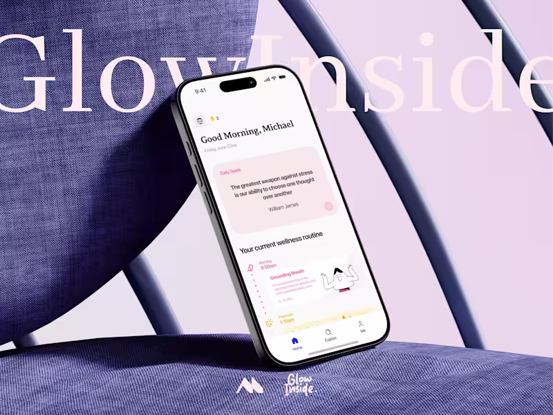 Cover image for I worked on the UX design for GlowInside, a mental health ap...