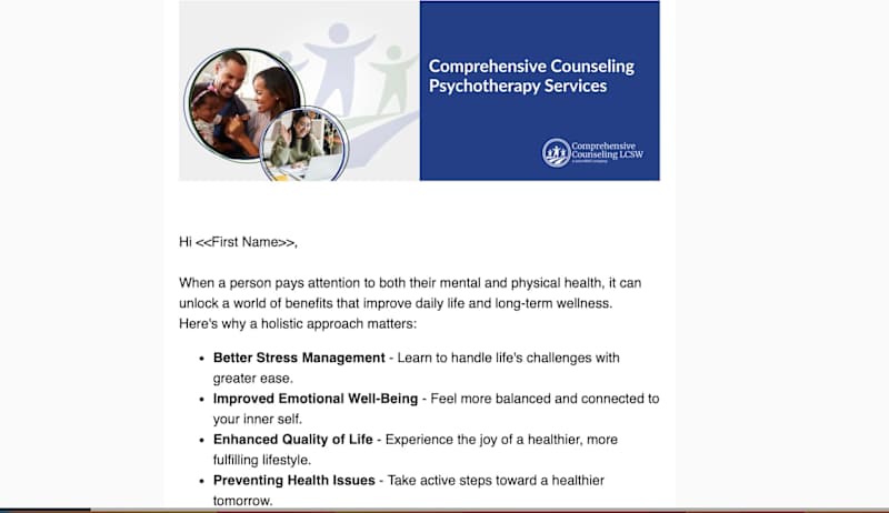 Cover image for Email Campaign for Behavioral Health Care 