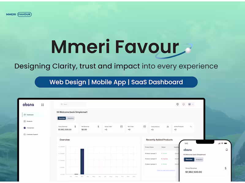 Cover image for Mobile, SaaS and Web Designer Focused on Clarity and Results.