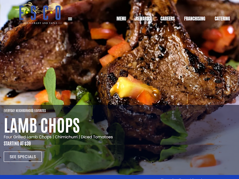 Cover image for Esco restaurant| website Redesign 