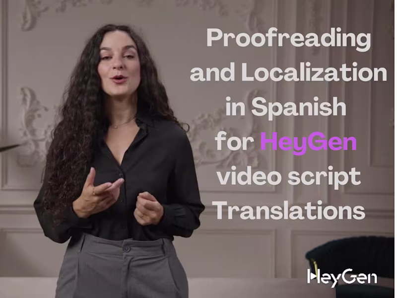 Cover image for Spanish Proofreading & Localization for HeyGen videos 100% human