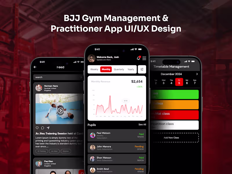 Cover image for BJJ Gym Management & Practitioner App UI UX