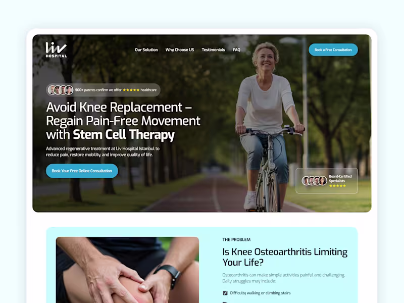 Cover image for Liv Hospital Stem Cell Therapy Landing Page Design