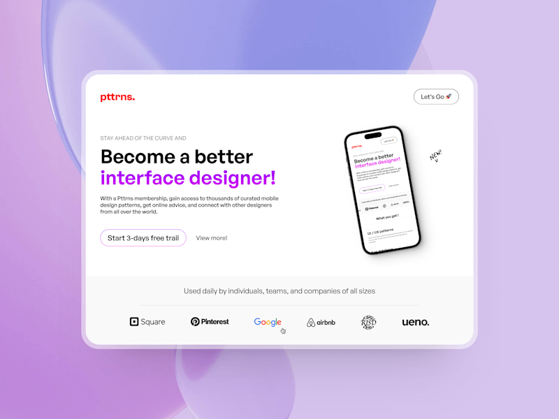 Cover image for Pttrns - website redesign ✨