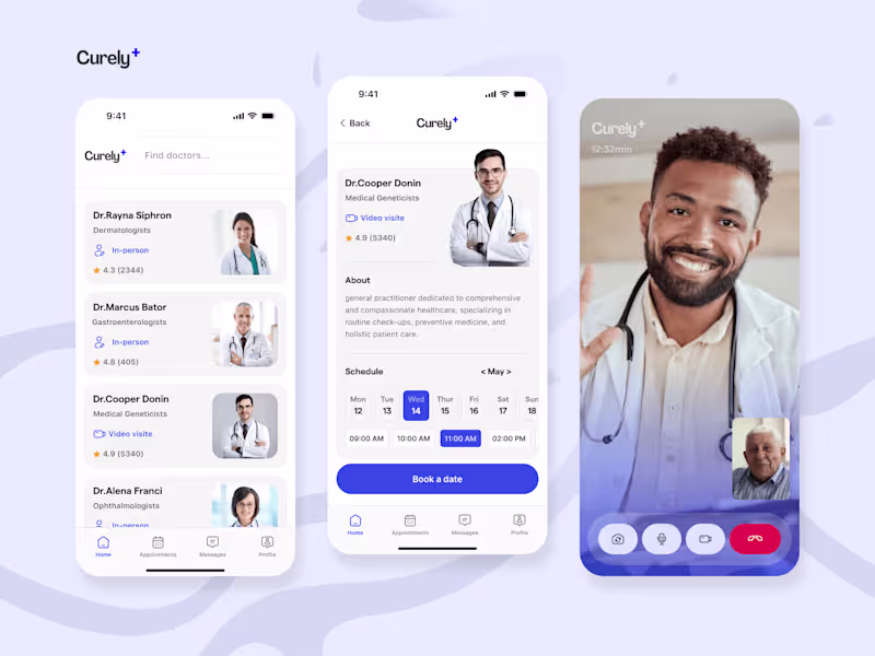 Cover image for Curely+ – Simplified Doctor Appointment Booking for iOS