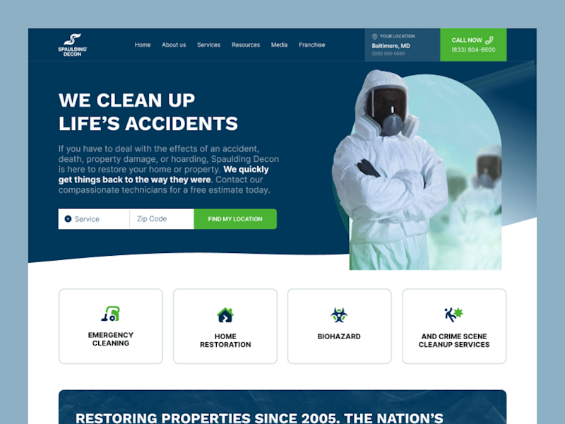 Cover image for Spaulding Decon | Cleaning Service website redesign