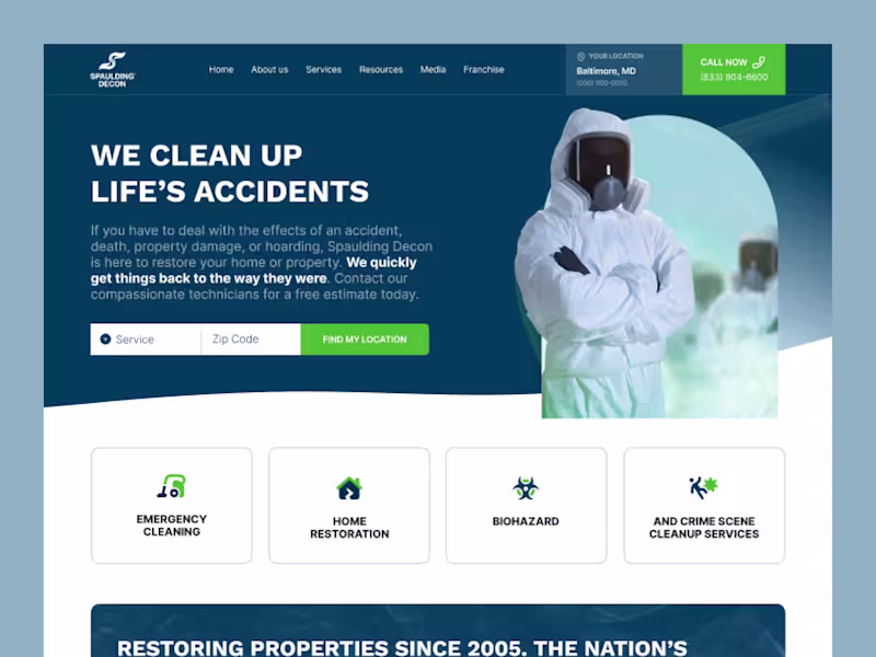 Cover image for Spaulding Decon | Cleaning Service website redesign