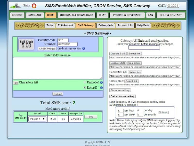 Cover image for SMS/Email/Web Notifier, Cron service, SMS Gateway