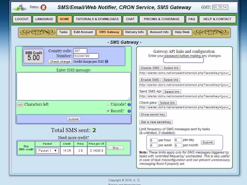 Cover image for SMS/Email/Web Notifier, Cron service, SMS Gateway