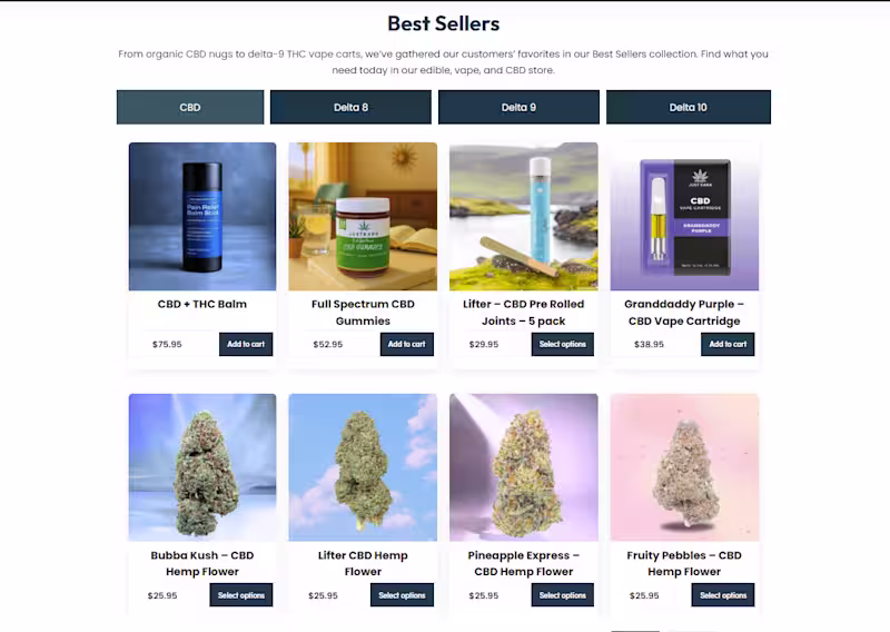 Cover image for WooCommerce |  JustKana Store | Hemp‑Derived CBD/THC