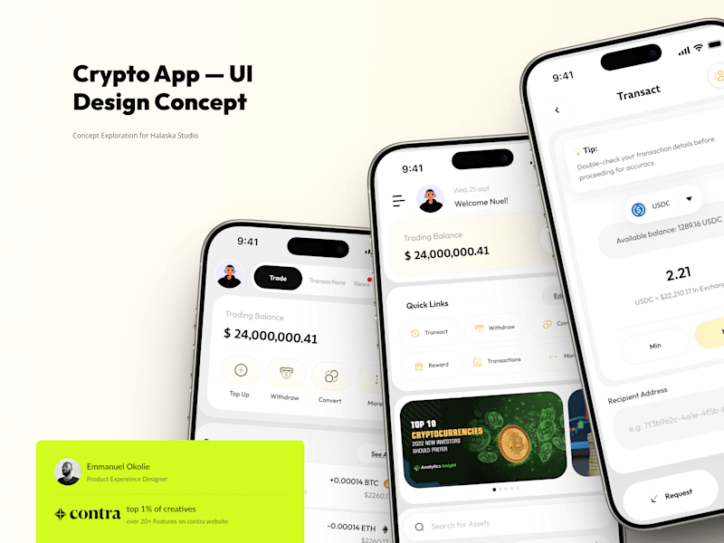 Cover image for Crypto App — UI Design Concept