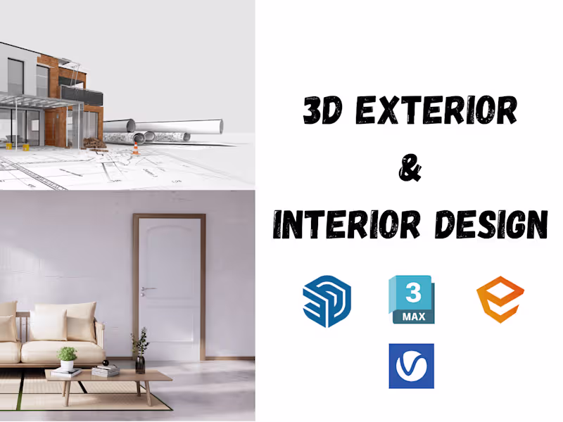 Cover image for Architectural 3D Exterior, Interior design and Rendering