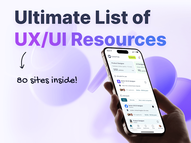 Cover image for Ultimate list of 80 UX/UI design resources