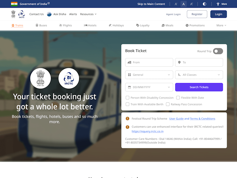Cover image for IRCTC Website Redesign using UX4G Design Systems