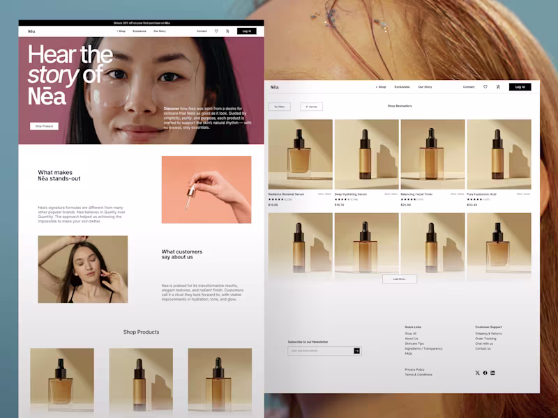 Cover image for Nēa Skincare Web Design UI UX