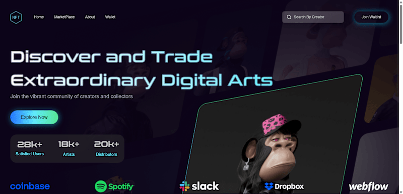 Cover image for NFT MARKETPLACE LANDING PAGE. (UI by CROWNDZDESIGNS)
