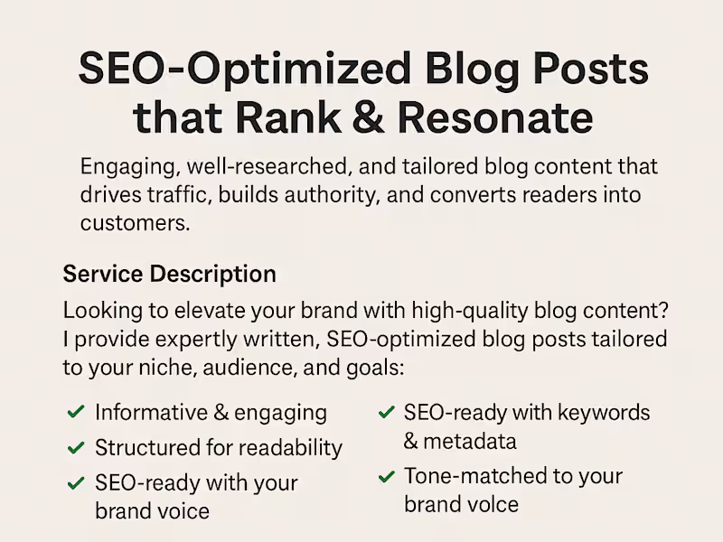 Cover image for SEO-Optimized Blog Posts that Rank & Resonate