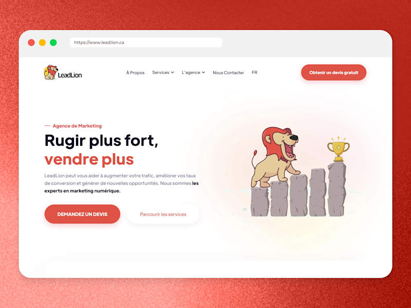 Cover image for LeadLion.ca | Marketing agency website using Webflow