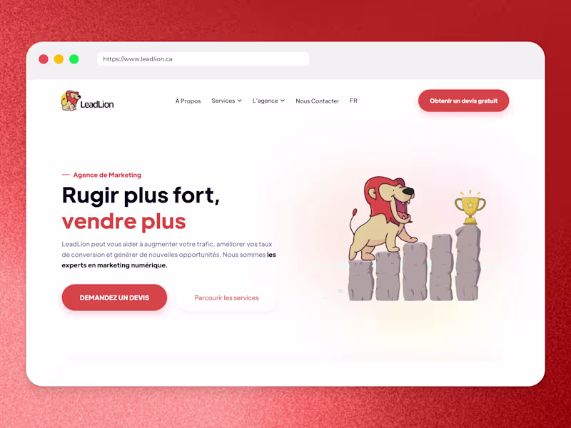 Cover image for LeadLion.ca | Marketing agency website using Webflow