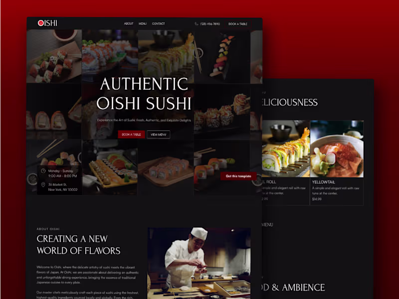 Cover image for OISHI - Restaurant, Cafe, & Bars Framer Website 