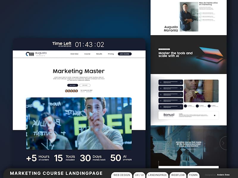 Cover image for Figma Landingpage Mockup & UX/UI research for an Online Course