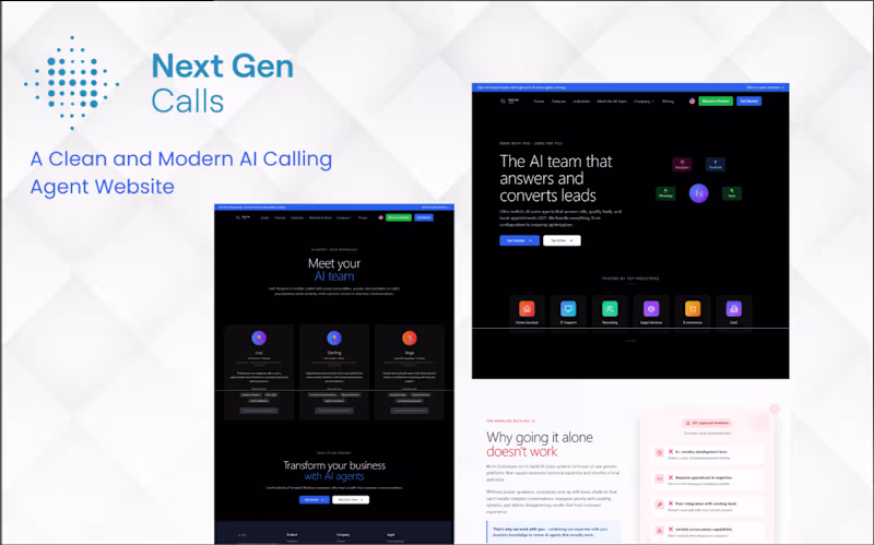 Cover image for Next Gen Calls AI Platform Web Design