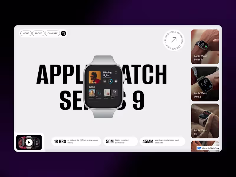Cover image for 🍎 Apple Watch Webflow & Spline Showcase This personal proje...