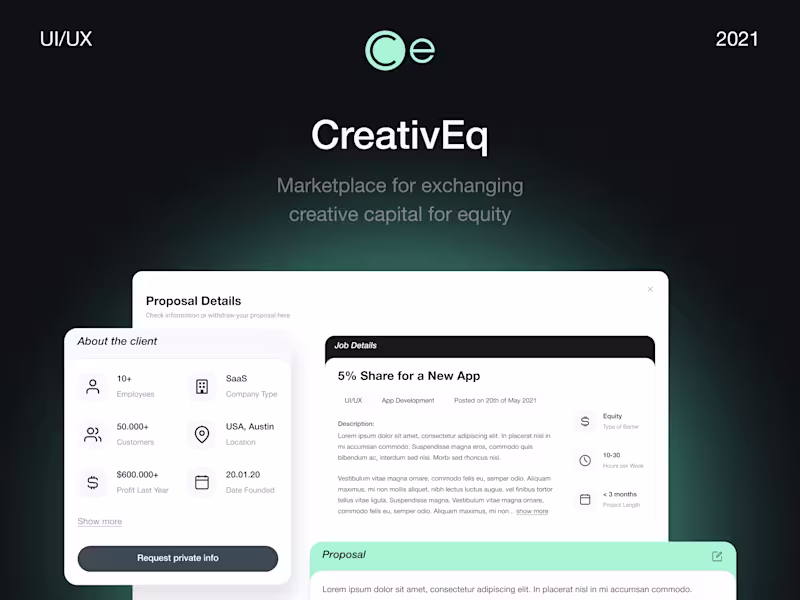 Cover image for CreativEq — creative capital marketplace : Web service