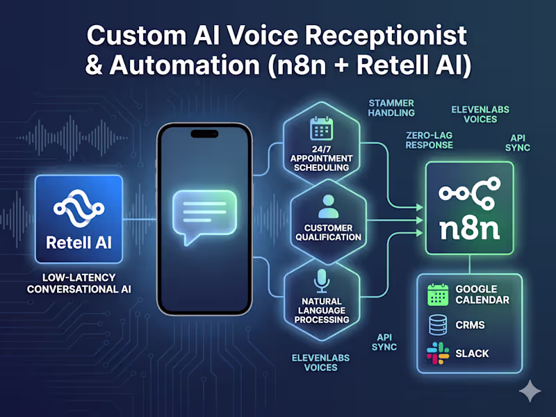 Cover image for Custom AI Voice Receptionist & Automation (n8n + Retell AI)
