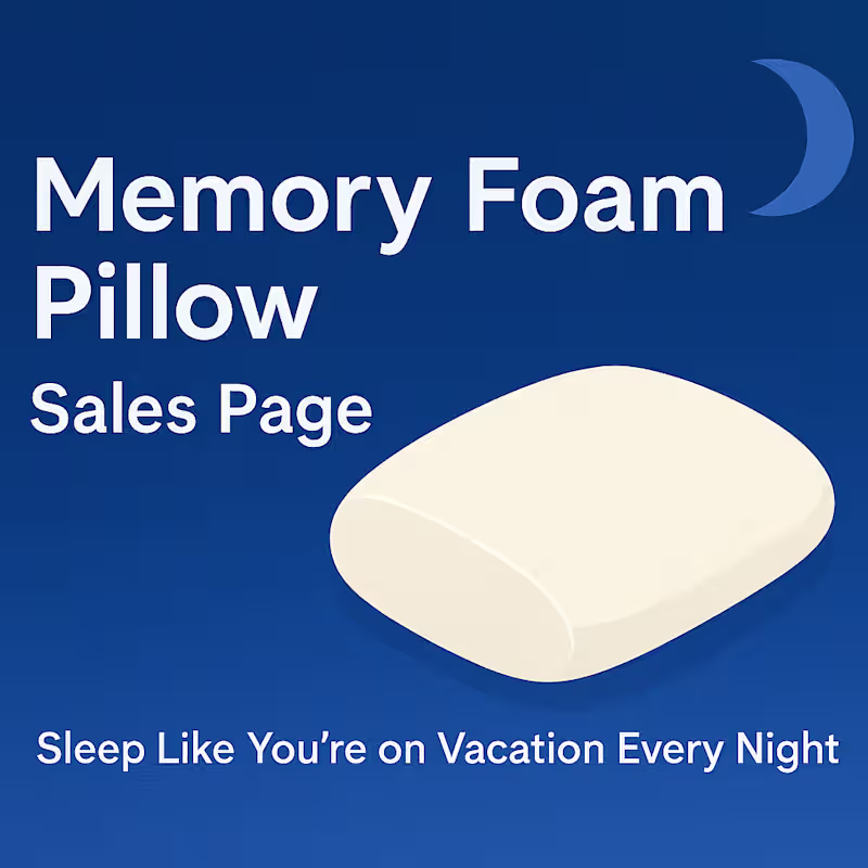 Cover image for sales page for memory foam pillow