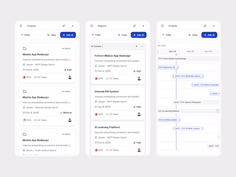 Cover image for Project Management – Mobile Responsive A concept for a proje...