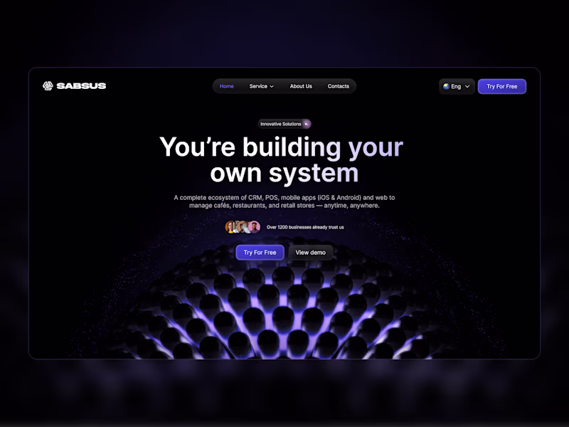 Cover image for Futuristic Website Design for Sabsus CRM
