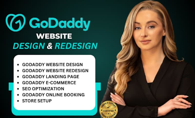 Cover image for I will design godaddy website redesign godaddy website, godaddy…