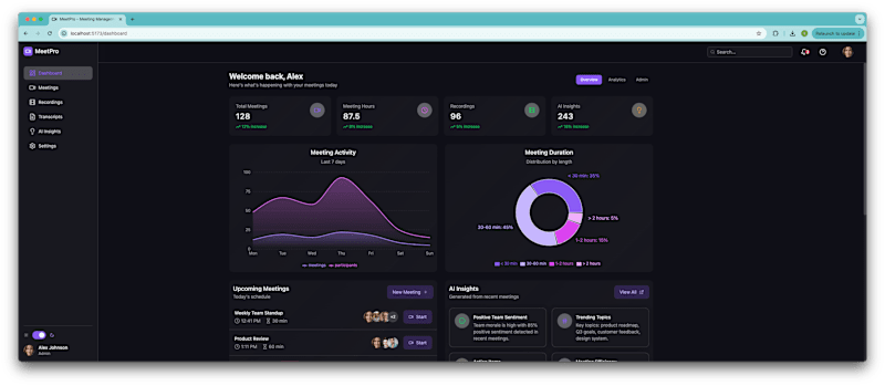 Cover image for MeetPro: Responsive Meeting Management Dashboard