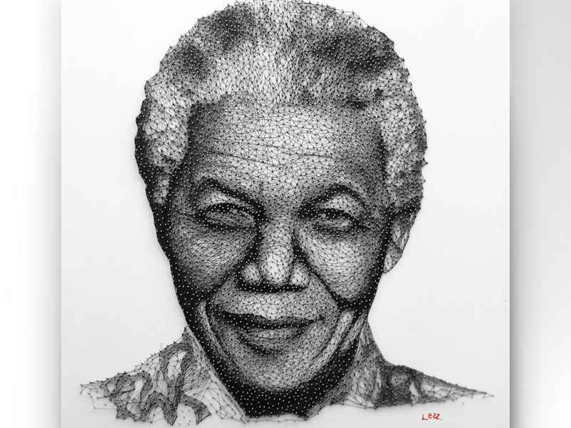 Cover image for Nelson Mandela String Art Portrait.