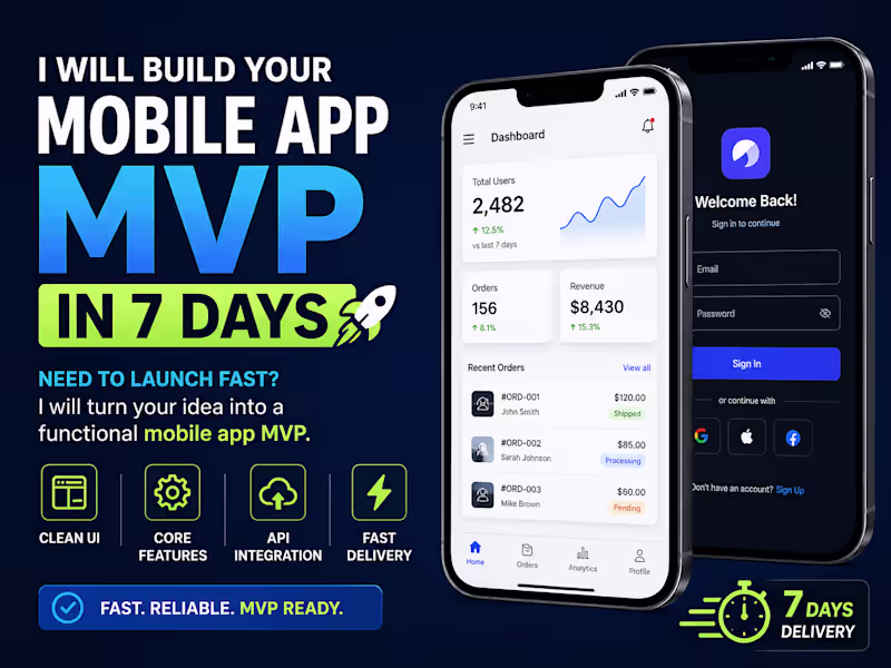 Cover image for MVP Build- I will build your mobile app MVP in 7 days 