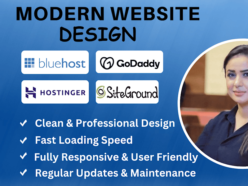 Cover image for I will design wordpress website on bluehost, godaddy, hostinger