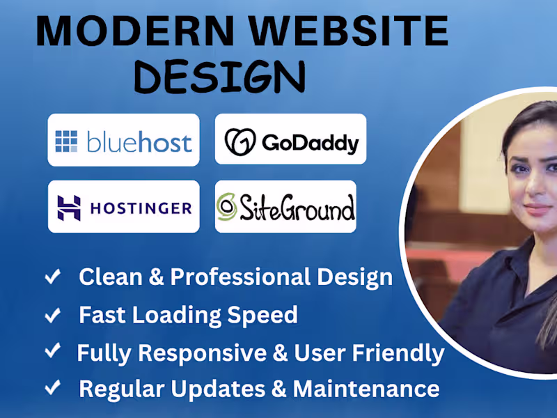 Cover image for I will design wordpress website on bluehost, godaddy, hostinger