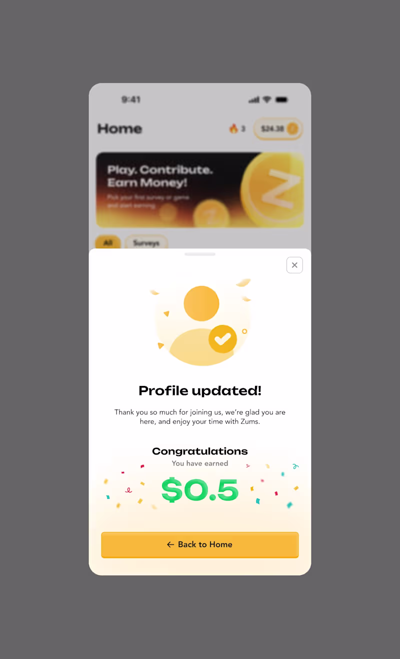 Cover image for Zums - Reward Received, Mobile App Design