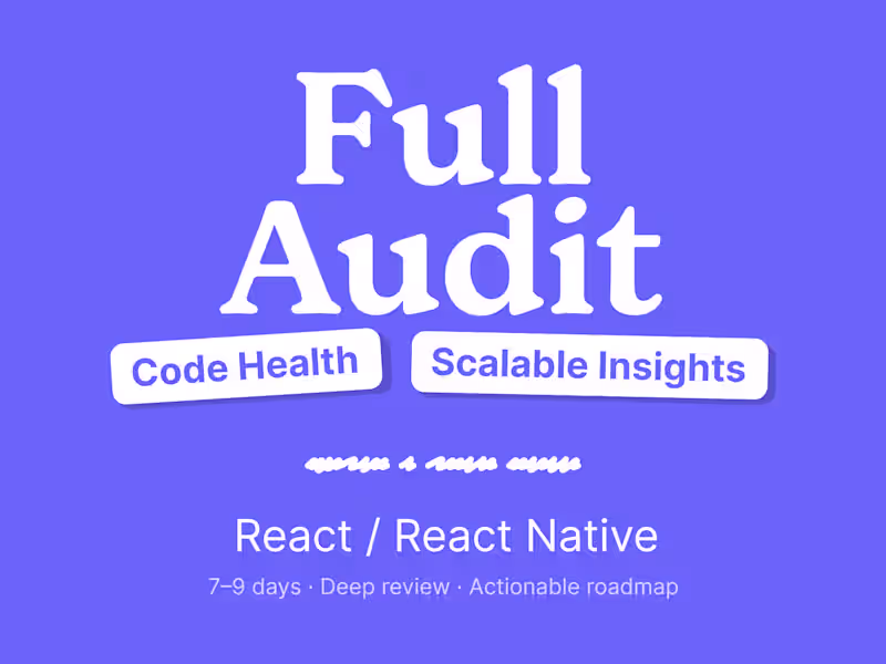 Cover image for Full technical audit | Actionable React insights
