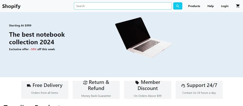 Cover image for Shopify E-commerce website UI Clone